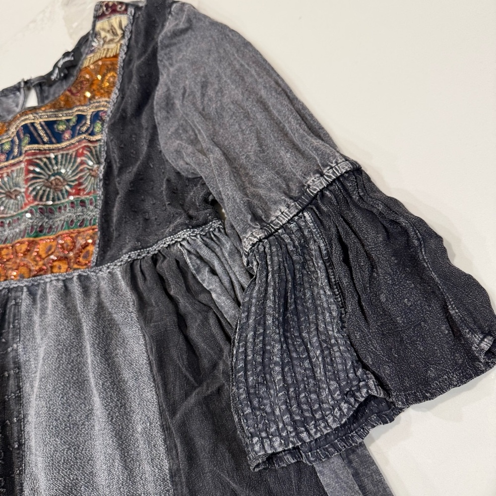 Young Threads Bohemian Patchwork Bell Sleeve Bead… - image 3